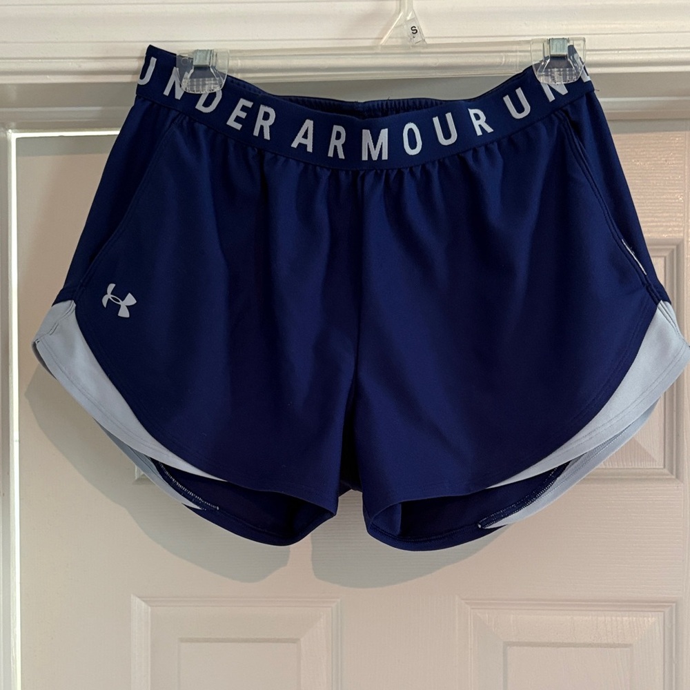 Under Armour Women's Navy and Light Blue Athletic Shorts